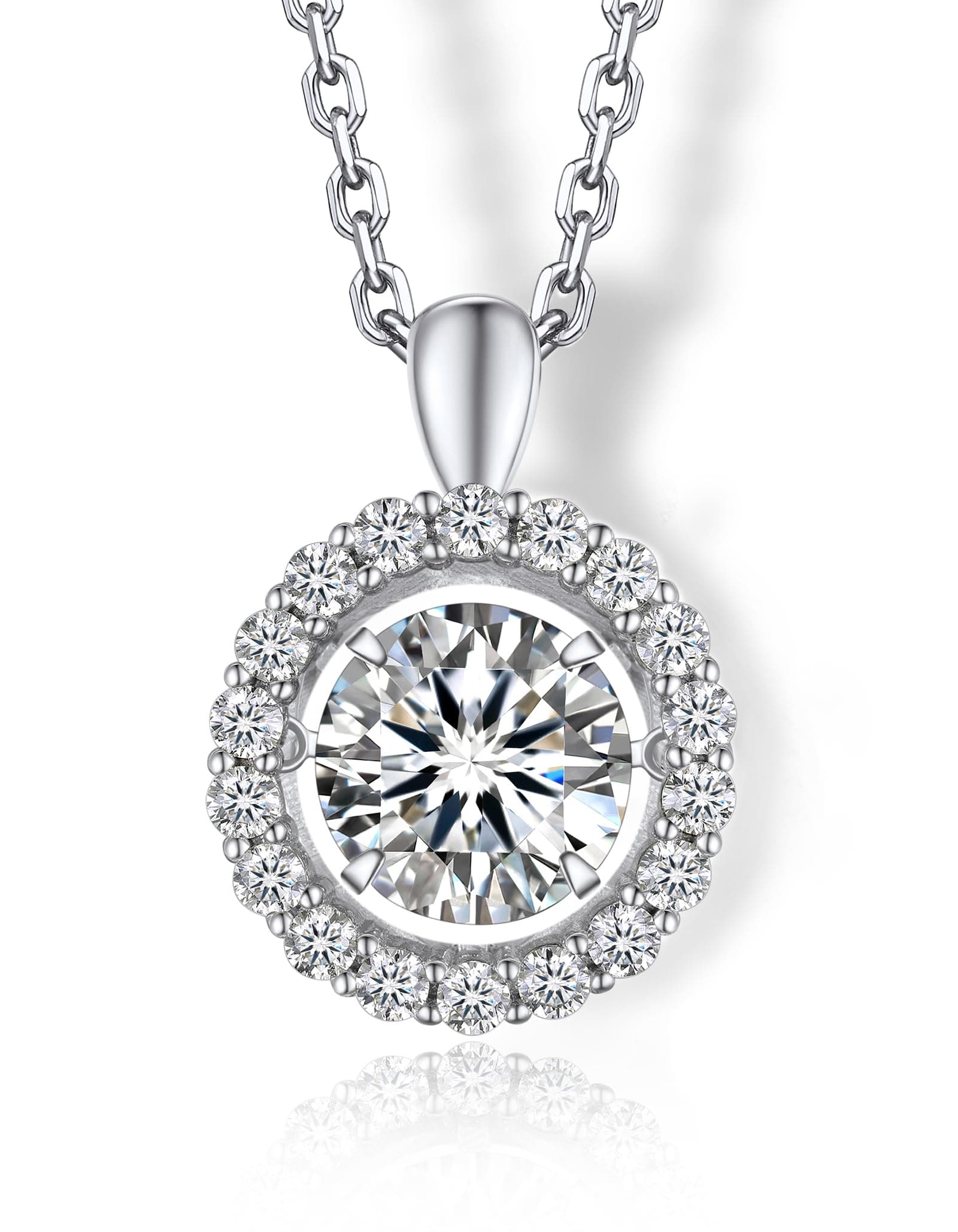 MomentWish Sparkling Heart Necklace for Women, 1Carat Moissanite Pendant 925 Sterling Silver, Perfect Anniversary Gift f