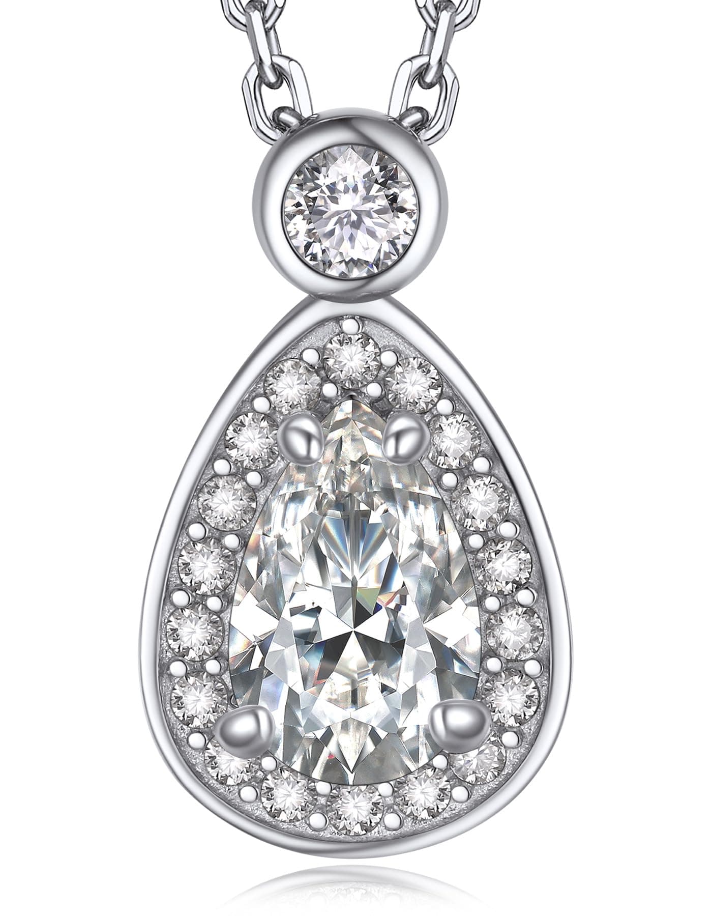 MomentWish Heart Necklace for Women, 1 Carat Simulated Moissanite for Her 925 Sterling Silver Halo Pendant-Heart Recycle
