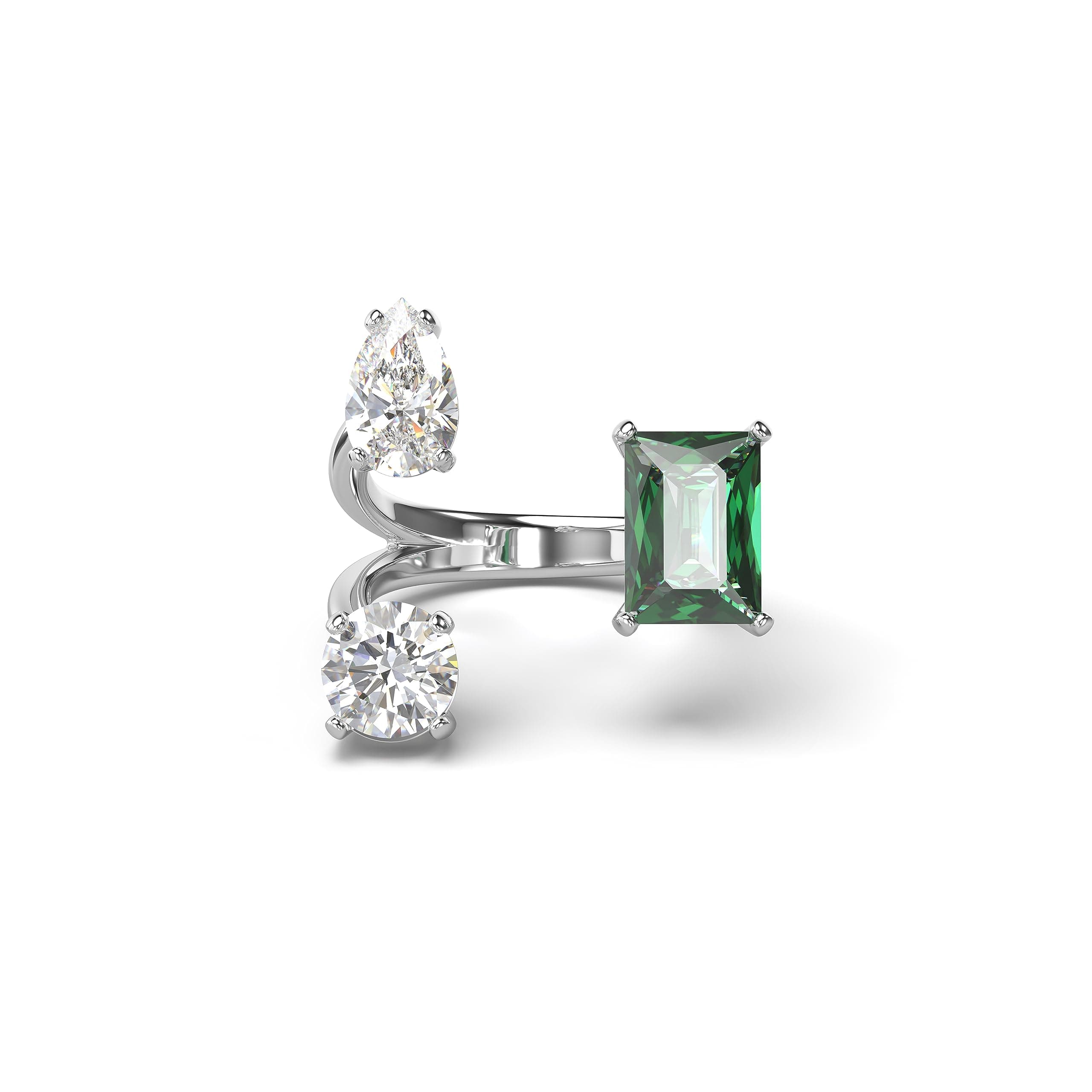 Swarovski Mesmera Open Ring: Green and Clear Mixed-Cut Stones, Silver-Tone Finish, Mesmera Collection
Swarovski Mesmer