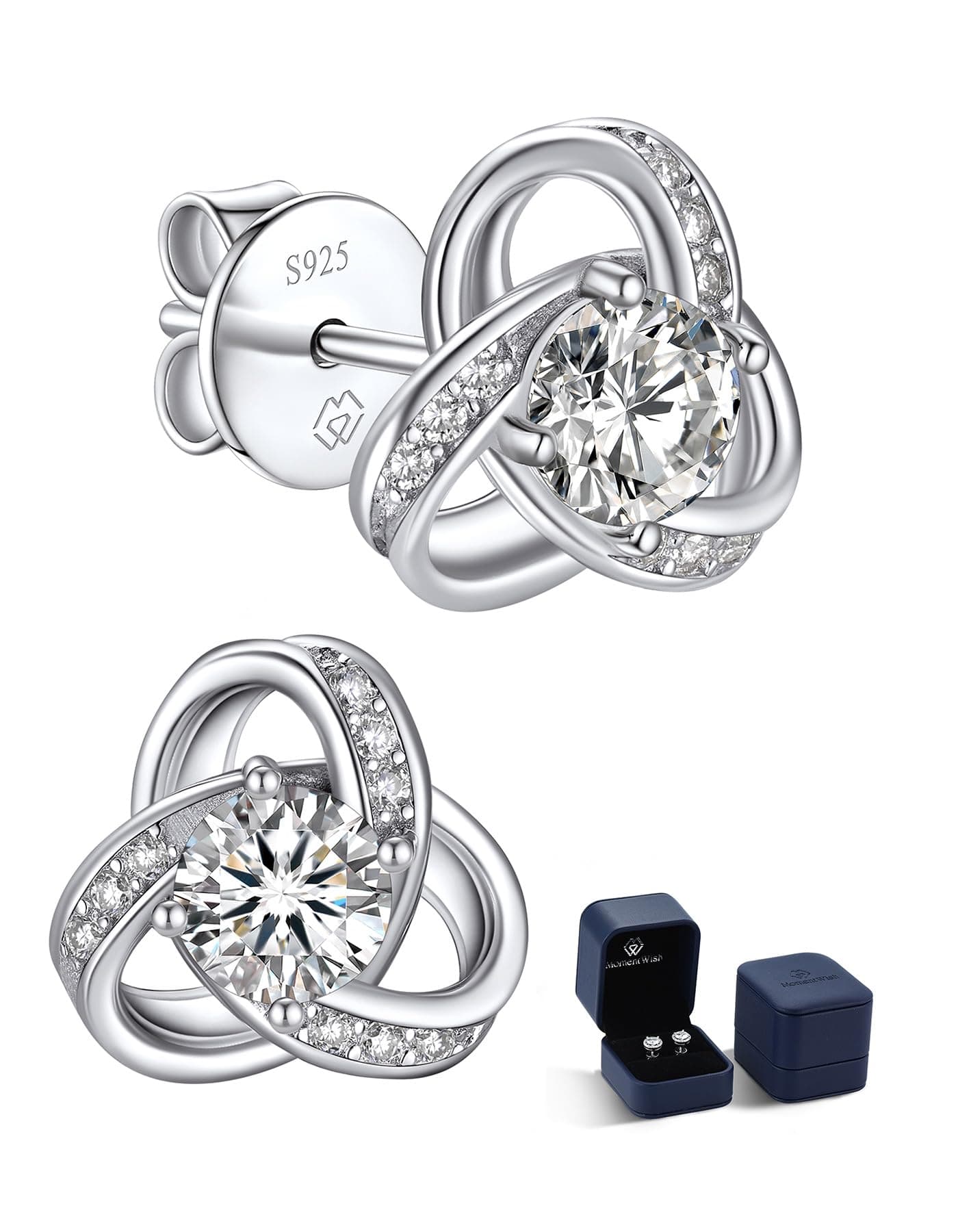 Moissanite Earrings for Women Gifts for Christmas 1/2 Carat D Color VVS1 Moissanite Stud Earrings 925 Sterling Silver Ha
