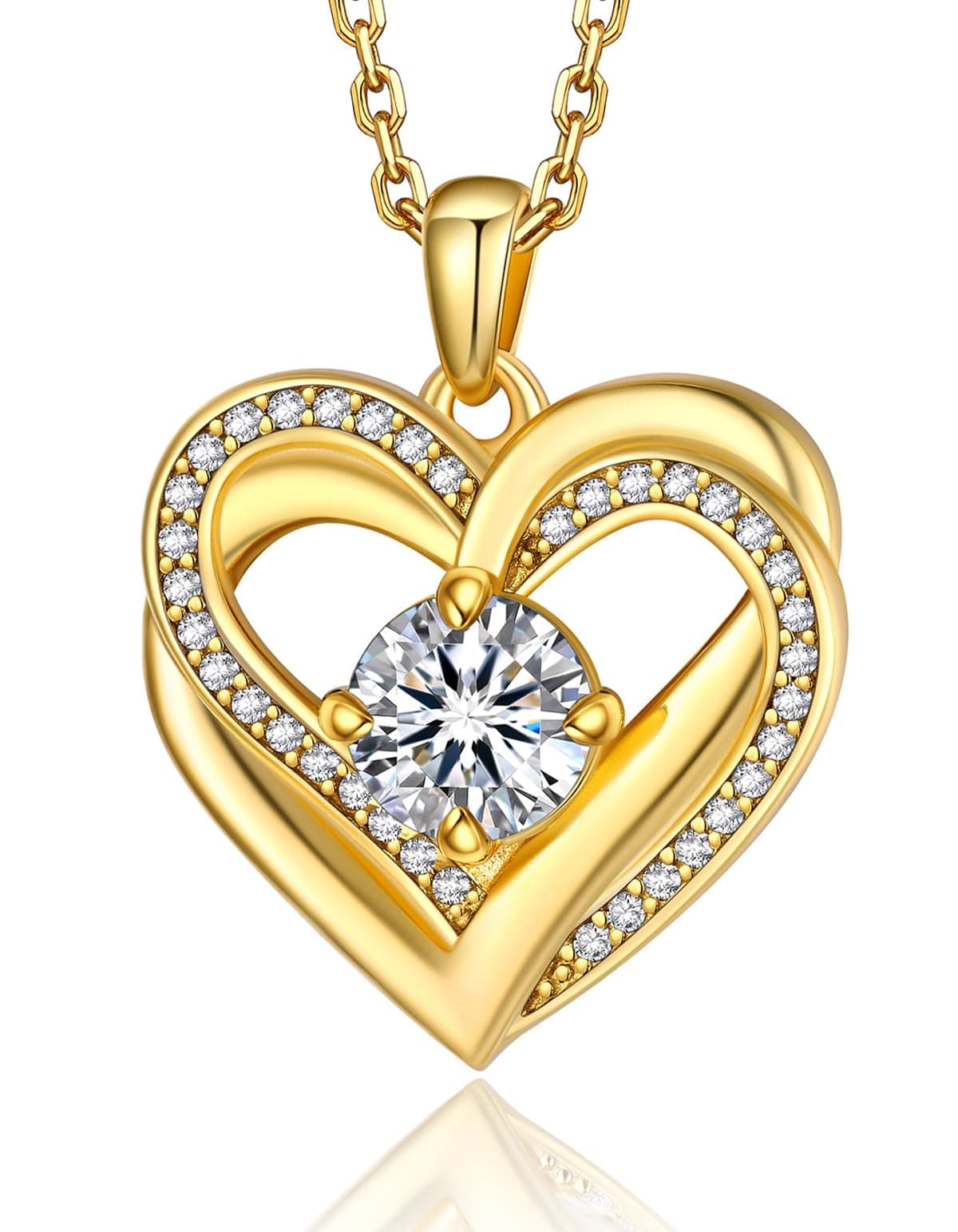 MomentWish Heart Moissanite Necklace for Women, Perfect Gift for Christmas and Birthday, D Color VVS1 Simulated Diamond