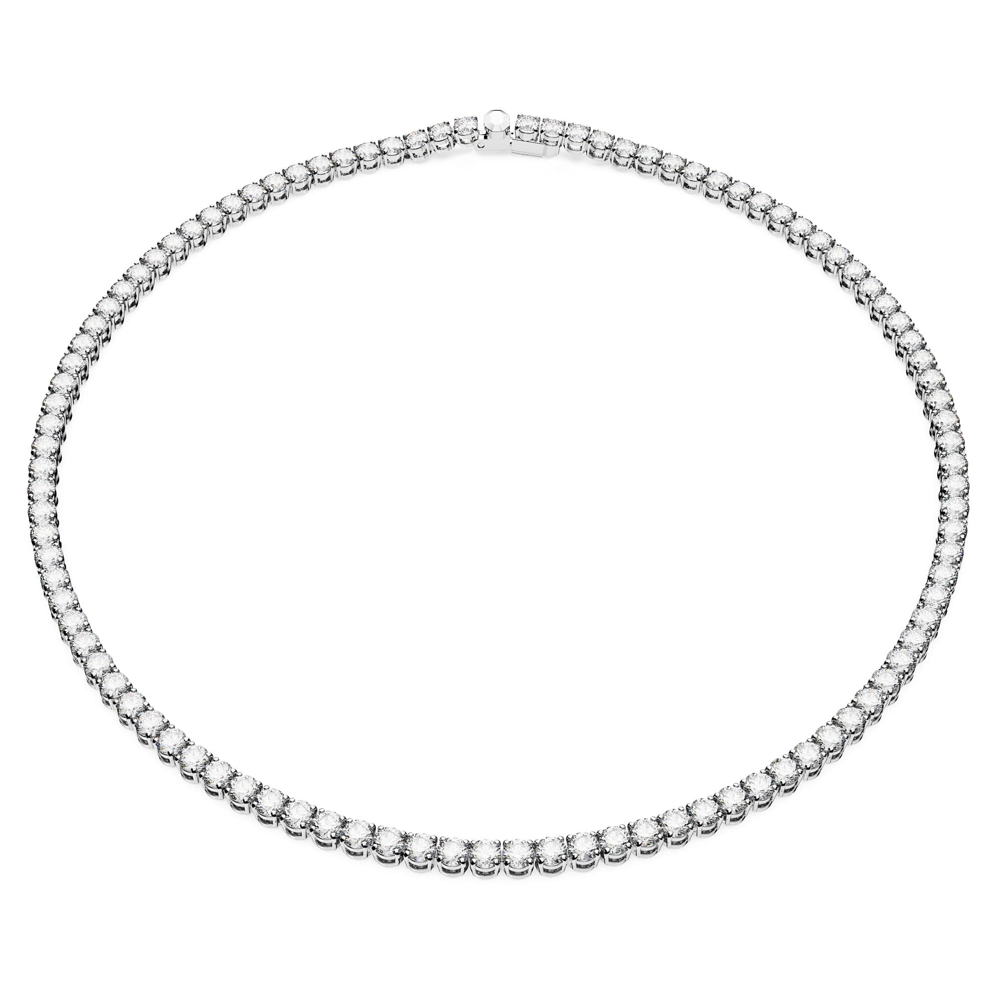 Swarovski Matrix Tennis Clear Round Cut Rhodium Finished Necklace for Women During Sports