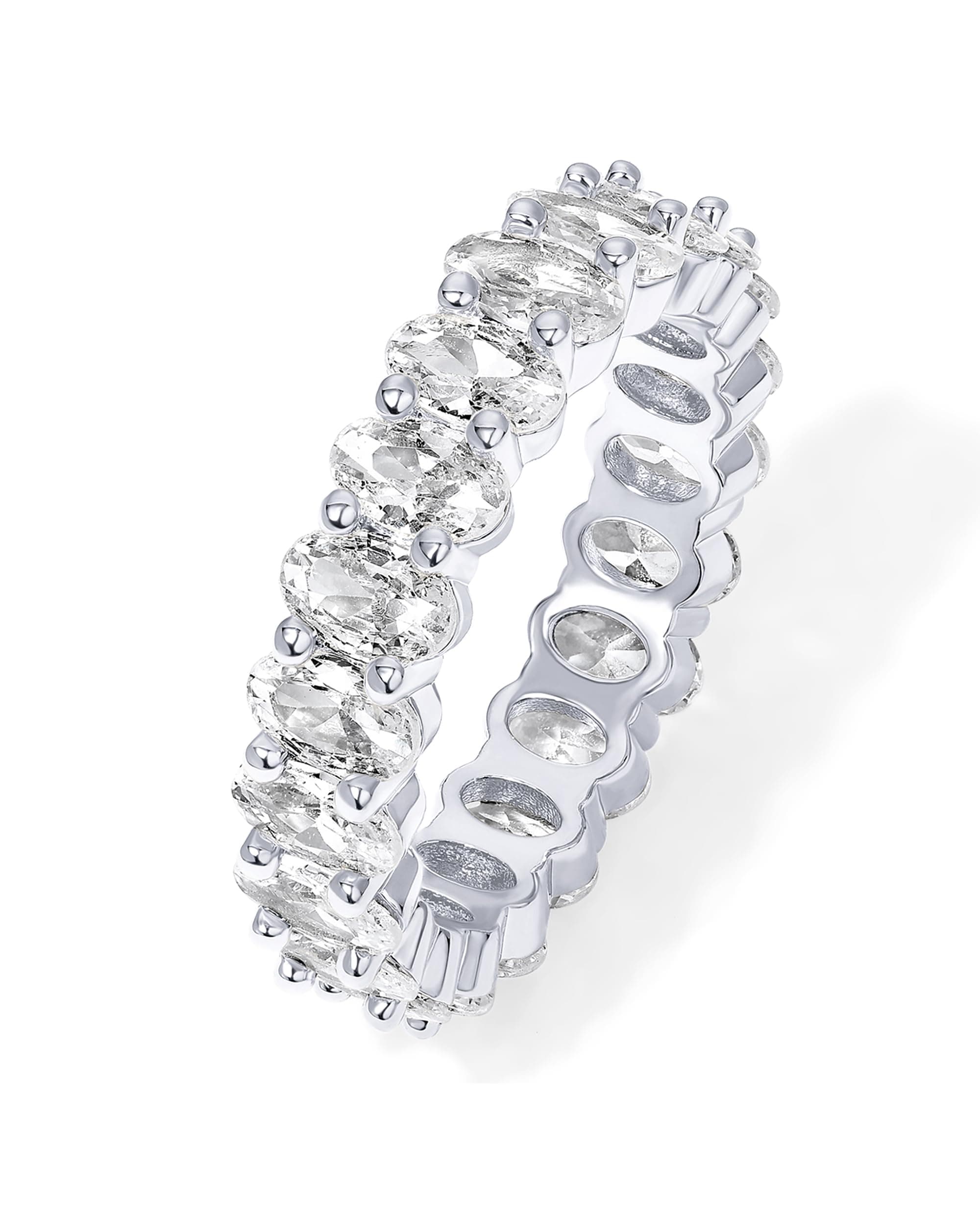 PAVOI 14K Gold Plated Oval Cubic Zirconia Love Ring and Eternity Ring - 5mm Stackable for Women - Stylish and Durable Je