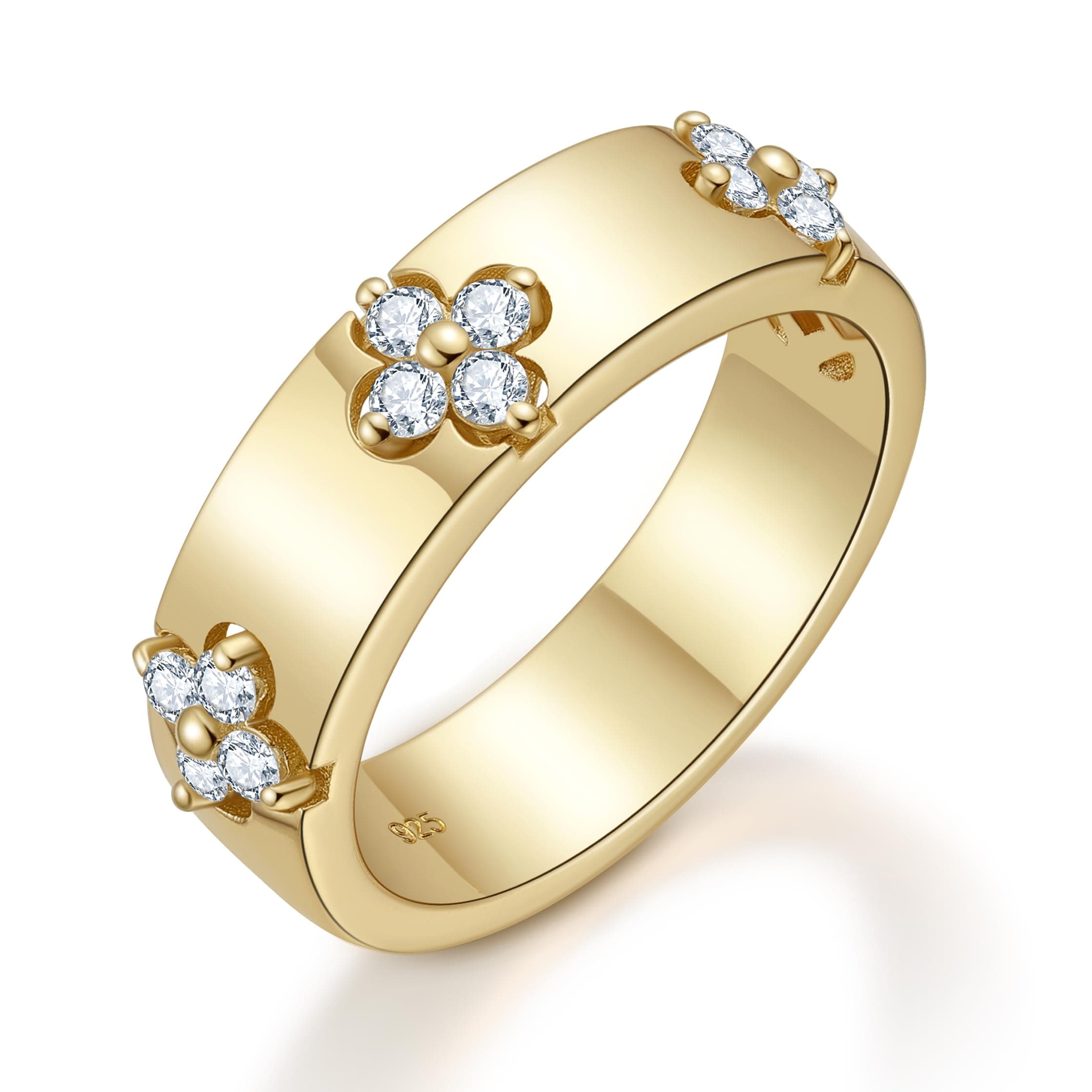 TIMELESSSTAR Clover Moissanite Rings for Women Gifts Premium Moissanite(D Color VVS1 Clarity 3EX Cut) 925 Sterling Silve