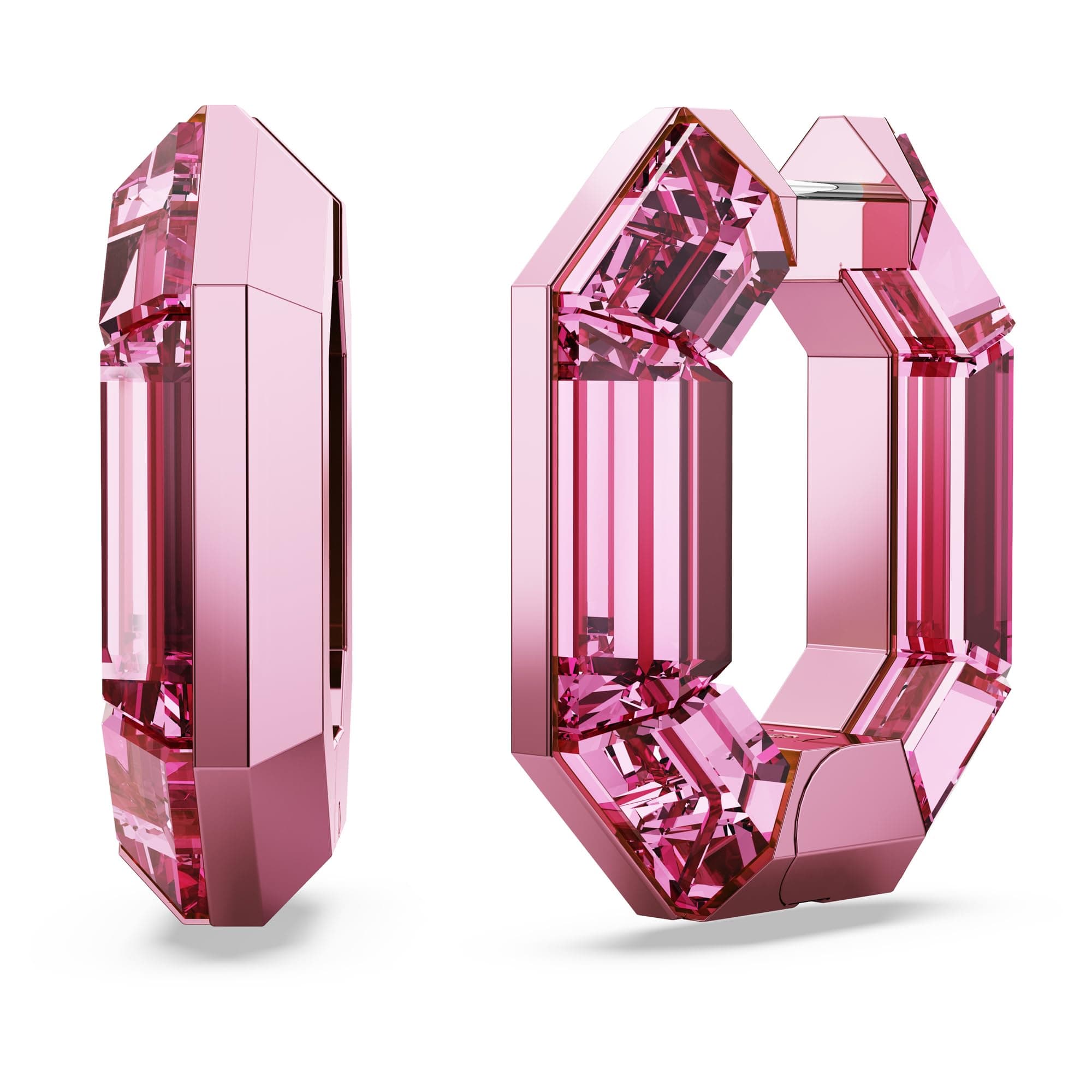 Swarovski Lucent Small Hoop Earrings - Pink Octagon-Shaped Crystals | elegance, party events | Women, Jewelry Lovers | R