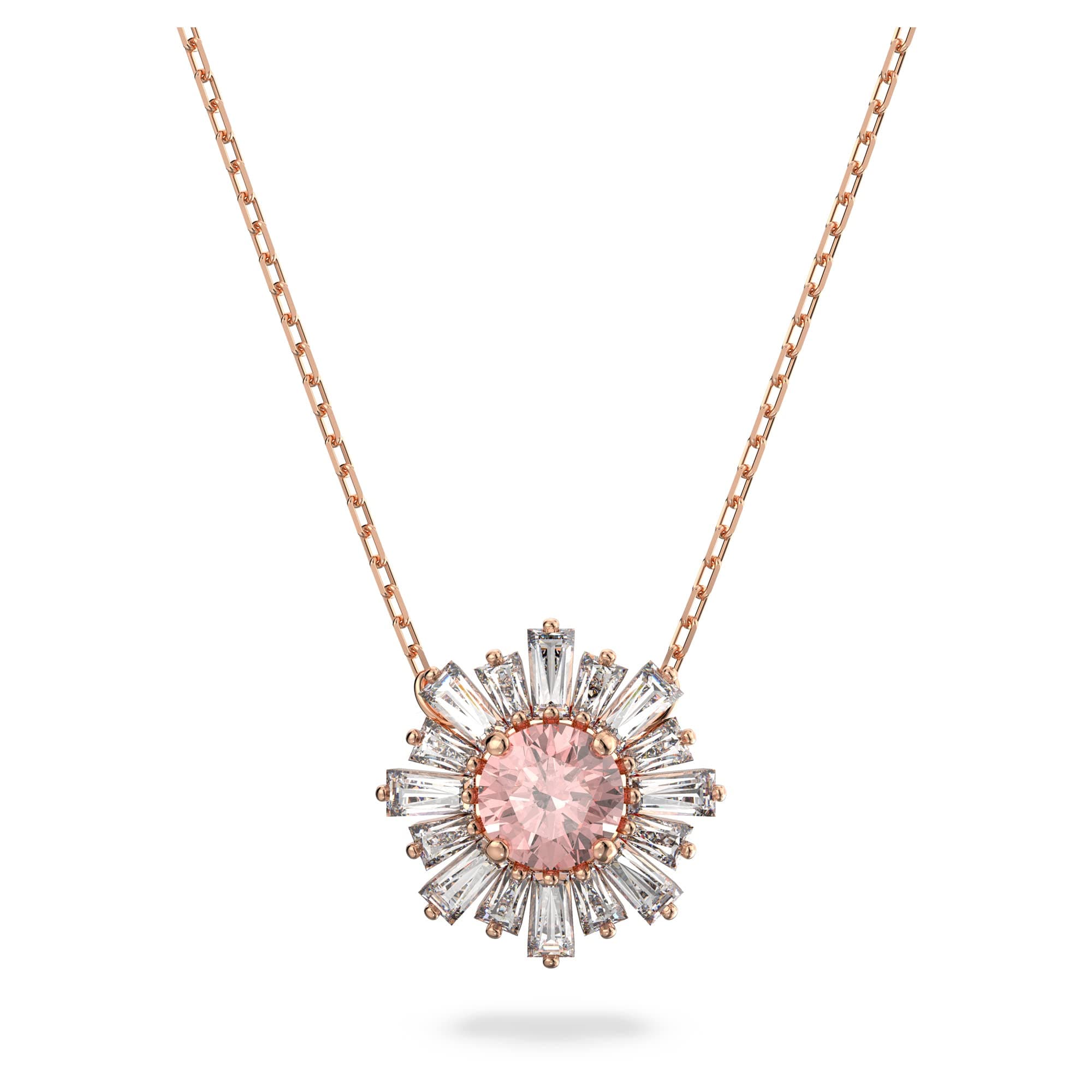 Swarovski Sunshine Jewelry Collection Pink Crystals for Women Rose Gold Tone Finish Best Selling Pendant Necklace
| Swa