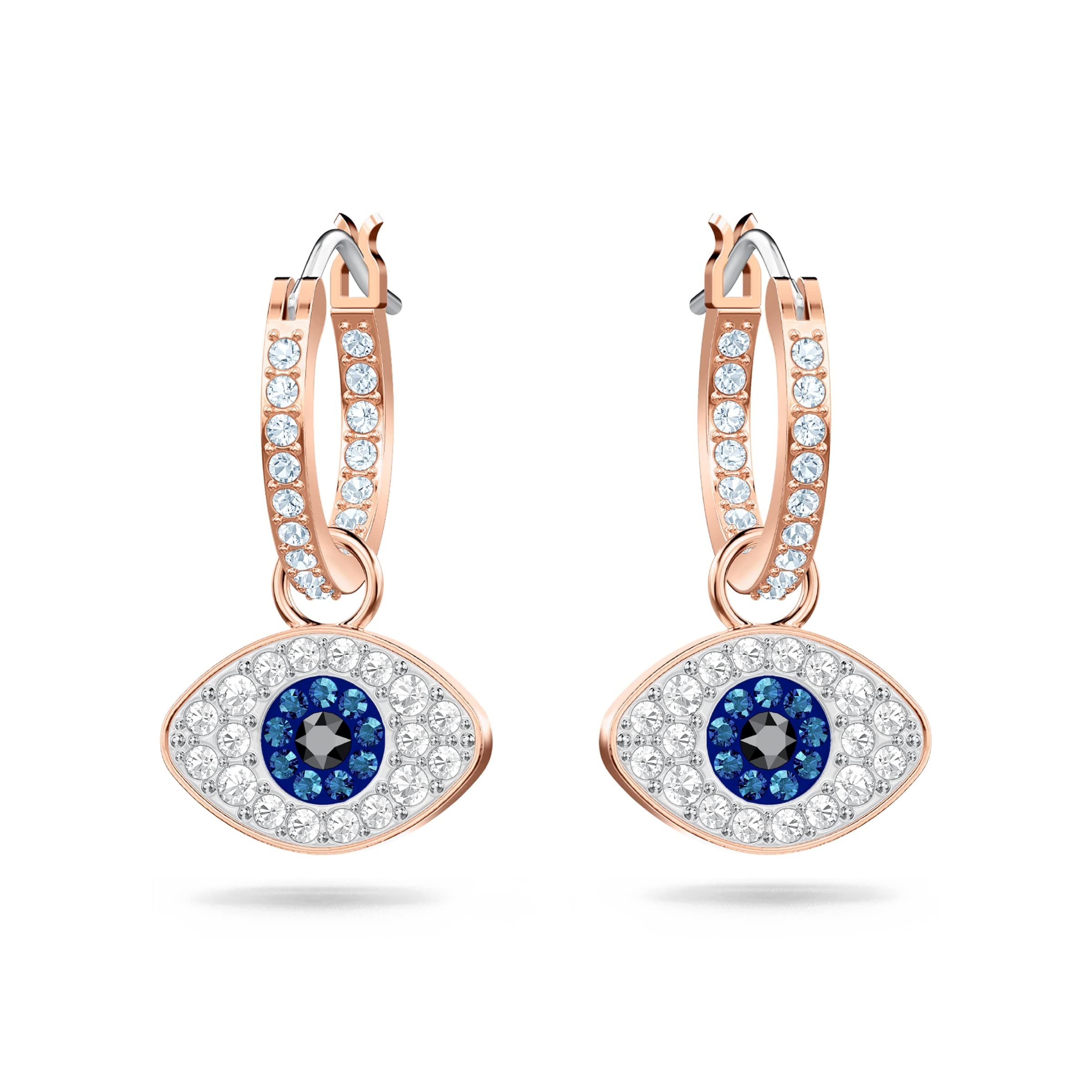 Swarovski Women's Symbolica Evil Eye Hoop Pierced Earrings: Multi-colored, Rose-gold Tone Finished, Trendy Jewelry for E