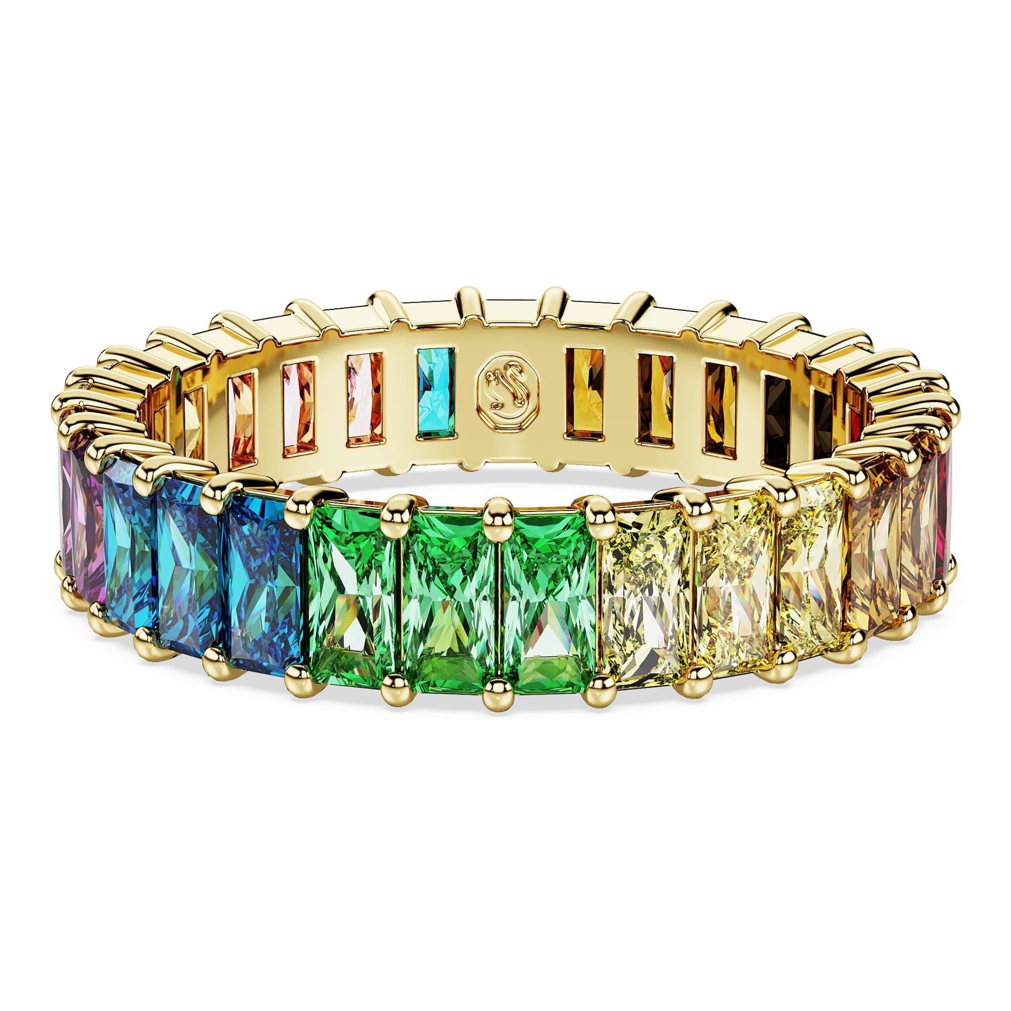 Swarovski Matrix Crystal Ring Collection for Women, Pink Crystal, Rose Gold-Tone Finish, Elegant Wedding Party Jewelry