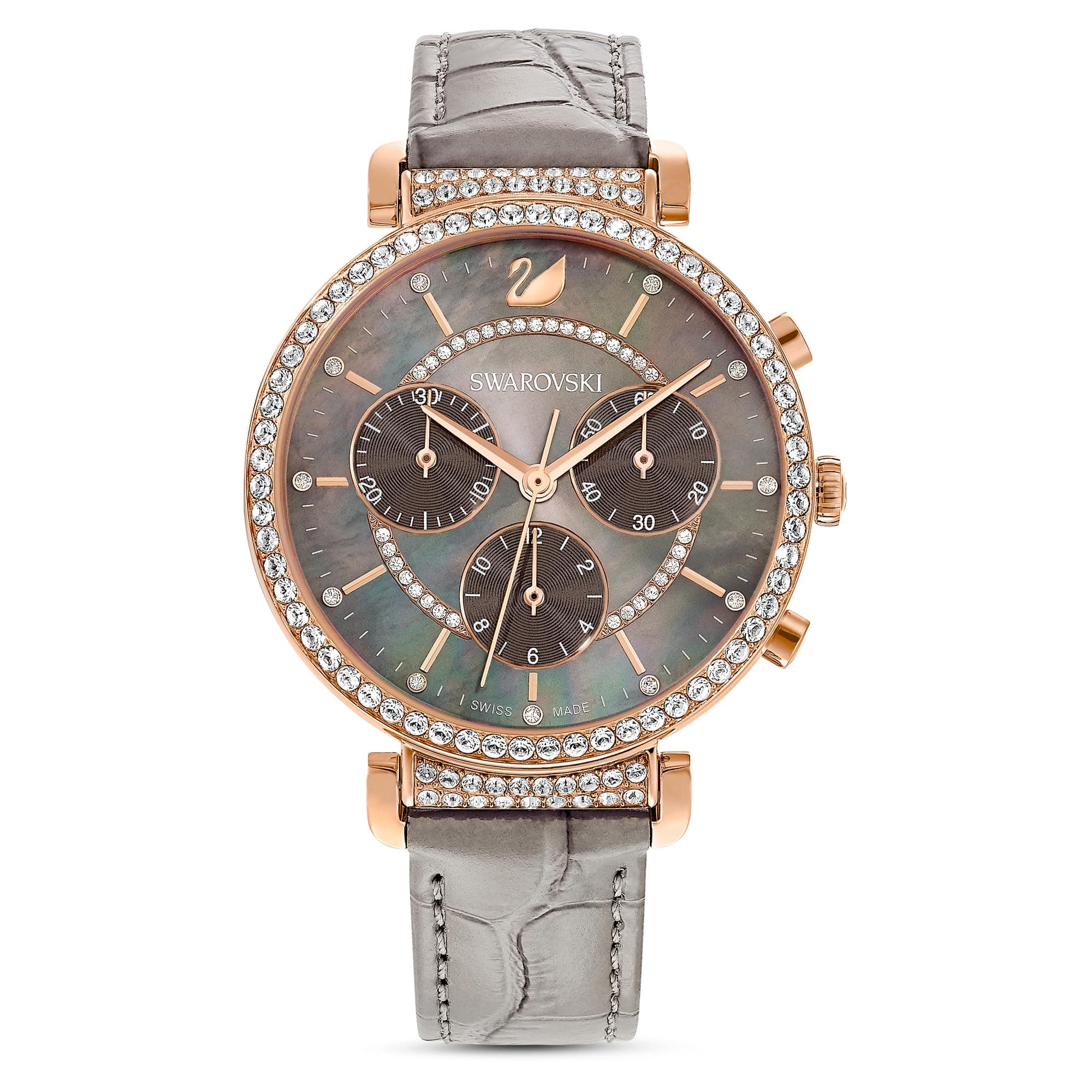Swarovski Passage Chrono Crystal Watch Collection for Men Casual Wear Features Crystal Dial Leather Strap