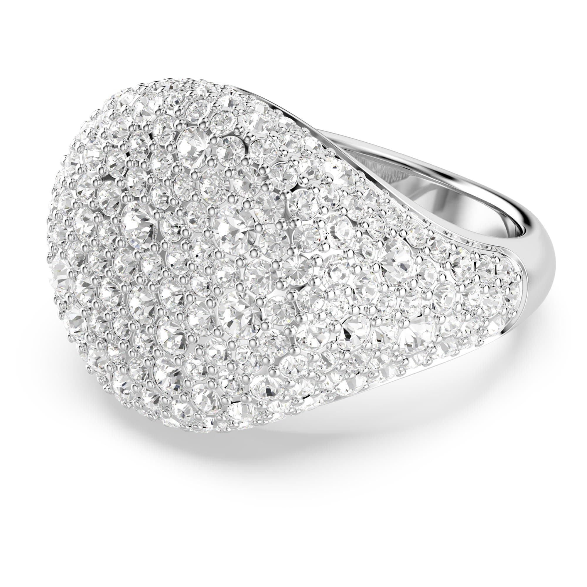 Swarovski Meteora Cocktail Ring for Women, Clear Crystals, Rhodium Finished Metal, Elegant Evening Party Ring, 10G vidéo