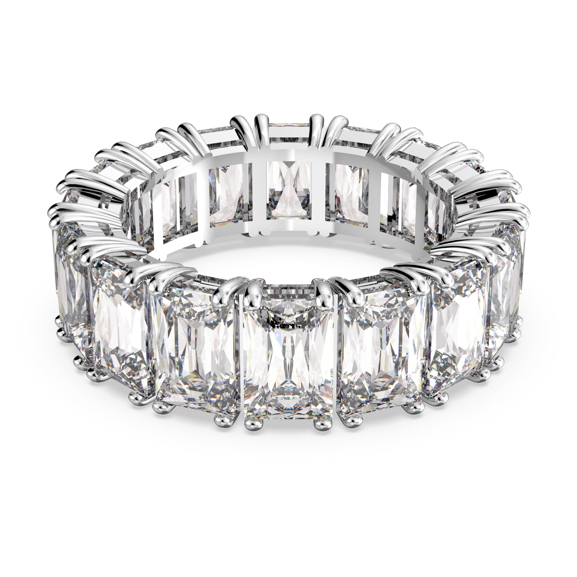 Swarovski Matrix Vittore Ring: Rectangular Cut Clear Rhodium Finish for Women Vintage Inspired Designs 0.92ct Diamonds