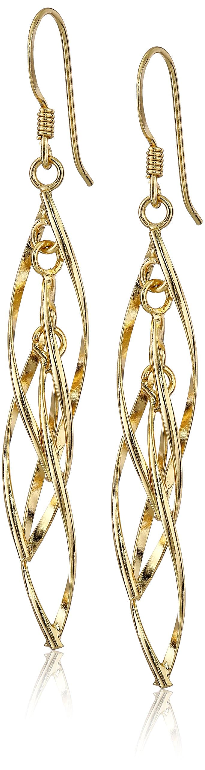 Amazon Essentials Sterling Silver Linear Swirl French Wire Earrings for Women Everyday Fashion Ear Accessory 10mm Diamet